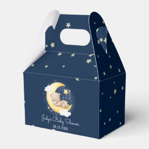 Cute Crescent Navy Moon Teddy Bear Baby Shower Favour Box