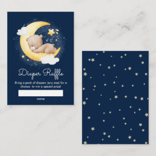 Cute Crescent Navy Moon Teddy Bear Diaper Raffle  Enclosure Card