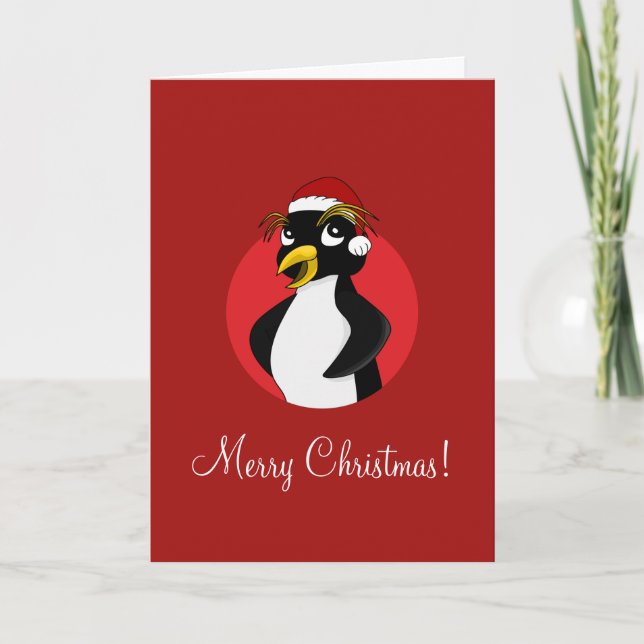 Cute crested penguin Christmas cartoon Holiday Car (Front)