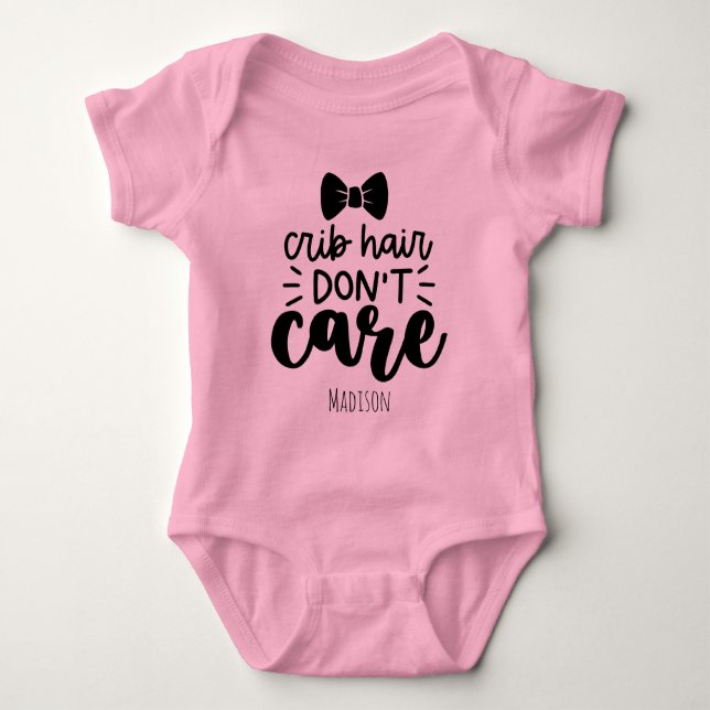 Cute Crib Hair Dont Care Personalised  Baby Bodysuit (Front)