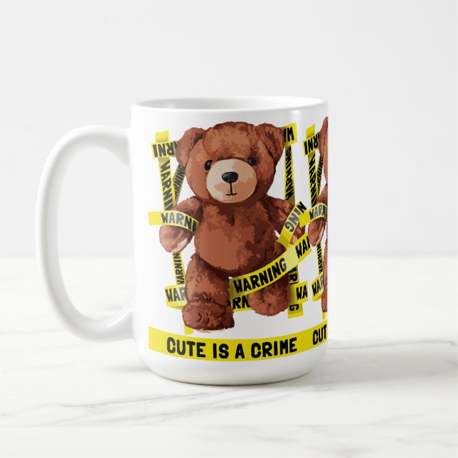 Cute Crime Fighter Teddy Bear Coffee Mug (Left)