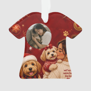 Cute Crimson Christmas Dog Mum Photo Ornament