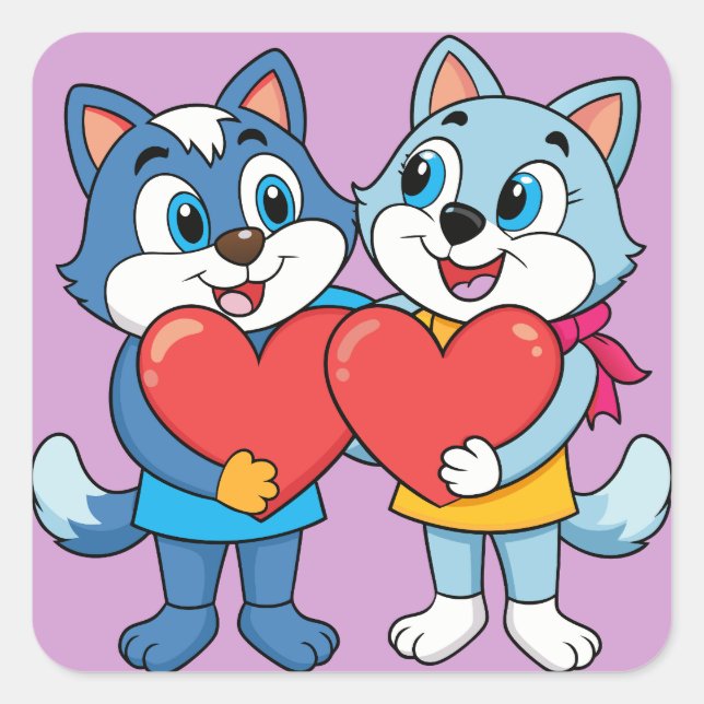 Cute Critter Couples Square Sticker (Front)