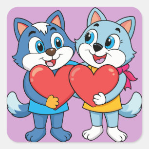Cute Critter Couples Square Sticker