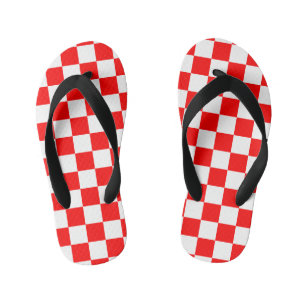 Cute Croatian Red and White Checkers Kid's Thongs