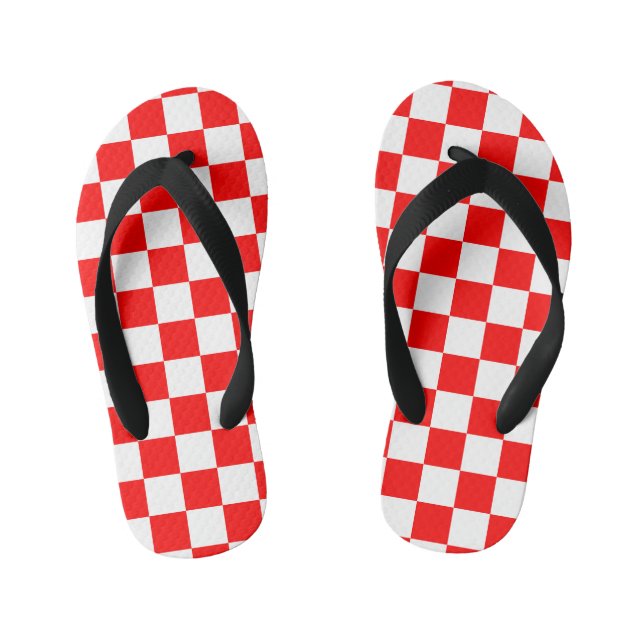 Cute Croatian Red and White Checkers Kid's Thongs (Footbed)
