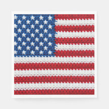 Cute Crochet American Flag Red White Blue July 4th