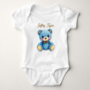 Cute Crochet Bear Personalized Baby Bodysuit