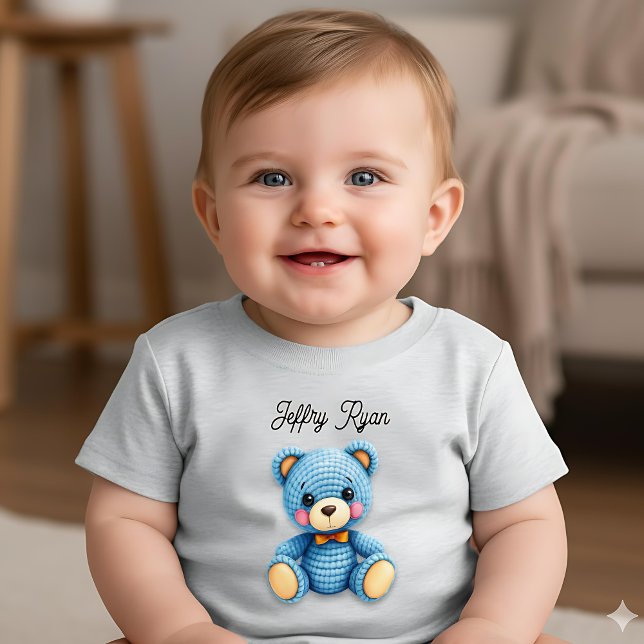 Cute Crochet Bear Personalized  Baby T-Shirt (Creator Uploaded)