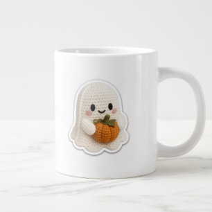 Cute Crochet Ghost Coffee Gift for Kawaii Hallowee Large Coffee Mug