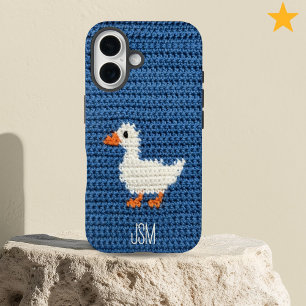 Cute Crochet Squirrel Custom Initials Monogram iPhone 16 Case