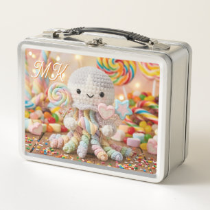 Cute Crocheted Octopus Candy Land Personalised Metal Lunch Box