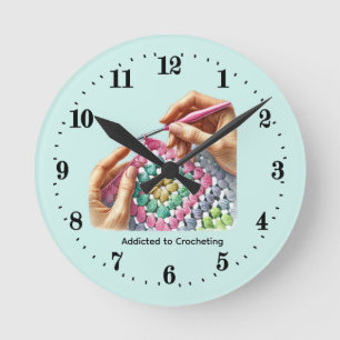 Cute Crocheting lovers needle yarn Round Clock
