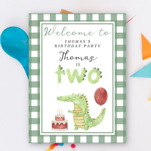 Cute Crocodile 2nd Birthday Party Poster