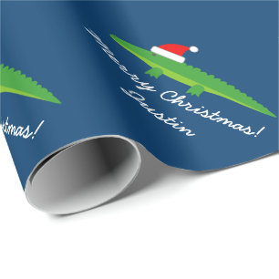 Cute crocodile alligator Christmas wrapping paper
