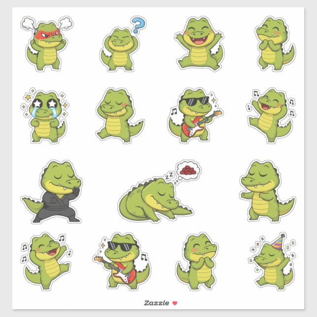 Cute Crocodile Emoji Sticker Pack (Sheet)
