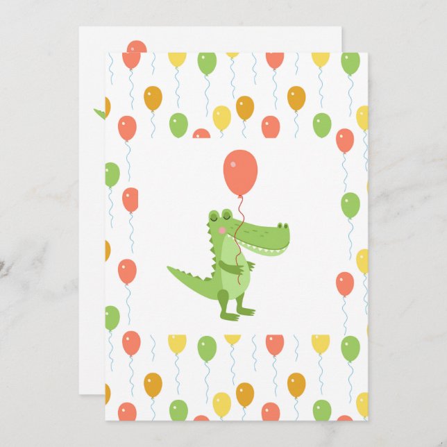 Cute Crocodile Fun Animal Baby Shower Invitation (Front/Back)