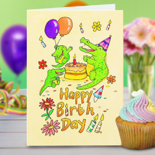 Cute Crocodile Happy Birthday Greeting card