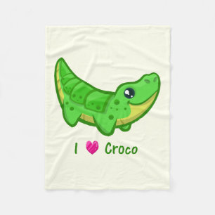 Cute crocodile love kawaii cartoon kids fleece blanket