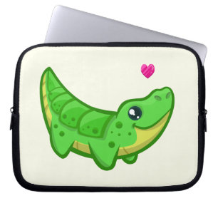 Cute crocodile love kawaii cartoon kids laptop sleeve
