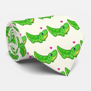 Cute crocodile love kawaii cartoon tie