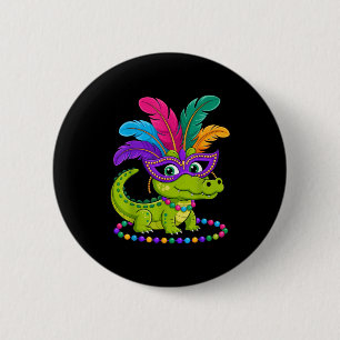 Cute Crocodile Mardi Gras Attire Kids Fun Festival 6 Cm Round Badge