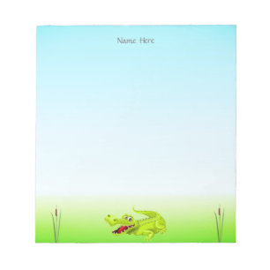 Cute Crocodile on Light Blue Notepad