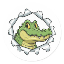 Cute Crocodile Torn Paper Sticker