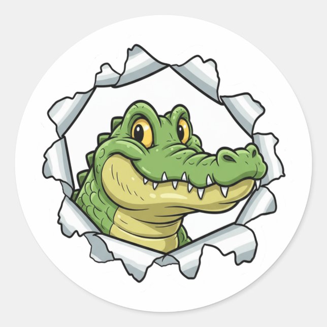 Cute Crocodile Torn Paper Sticker (Front)
