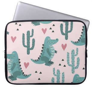 Cute crocodile, vintage alligator pattern. laptop sleeve