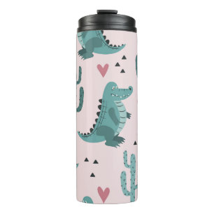 Cute crocodile, vintage alligator pattern. thermal tumbler