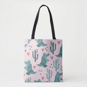 Cute crocodile, vintage alligator pattern. tote bag