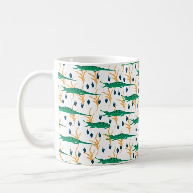 Cute crocodiles seamless pattern. Cartoon animals. Coffee Mug (Left)