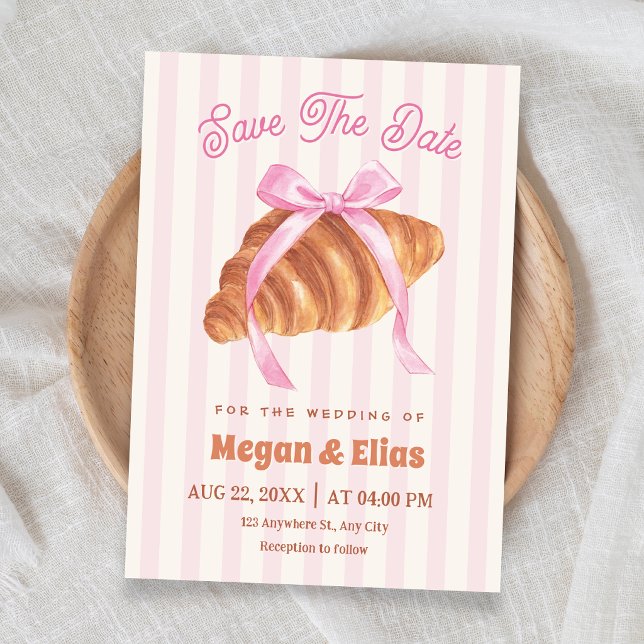 Cute Croissant bow wedding Save The Date (Creator Uploaded)
