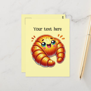 Cute croissant lovers customise postcard