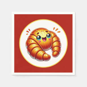 Cute croissants lovers serving napkin