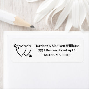 Cute crossed arrow hearts custom elegant wedding return address label