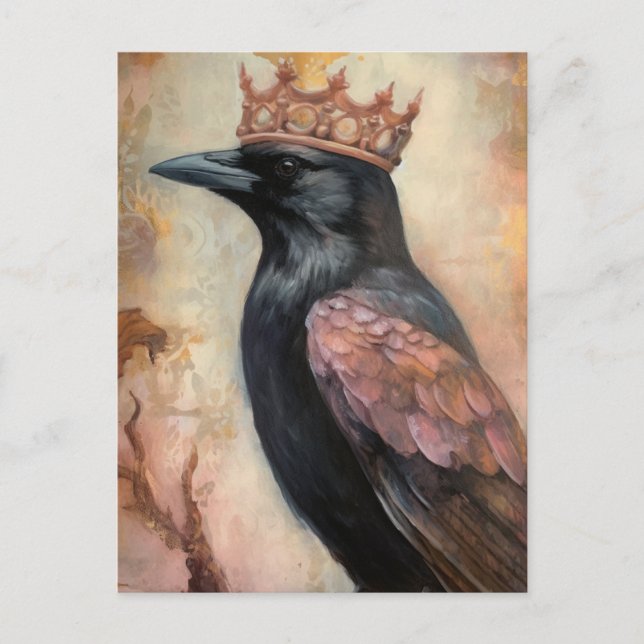 Cute Crow in a Crown  Postcard (Front)