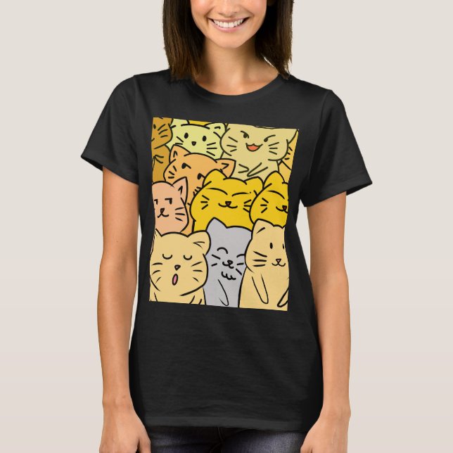 Cute Crowd Cat for Casual Wear Women’s T-Shirt (Front)