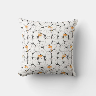 Cute Crowded Ghosts with Boo flags Cushion