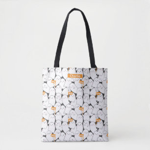 Cute Crowded Ghosts with Boo flags Tote Bag