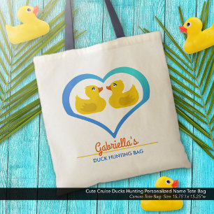 Cute Cruise Ducks Hunting Personalised Name Tote Bag