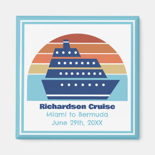 Cute Cruise Ship Family Trip Sunset Personalised Magnet