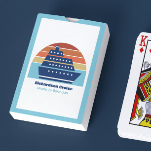 Cute Cruise Ship Family Trip Sunset Personalised Playing Cards