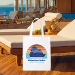 Cute Cruise Ship Family Trip Sunset Personalised Reusable Grocery Bag<br><div class="desc">Cool custom cruise ship reusable grocery bag for your family reunion or spring break trip to Bermuda,  The Bahamas,  or The Caribbean. Customise this cute keepsake with your family name and destination or year.</div>