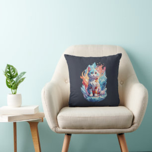 Cute Crystal Fantasy Cat Design Cushion