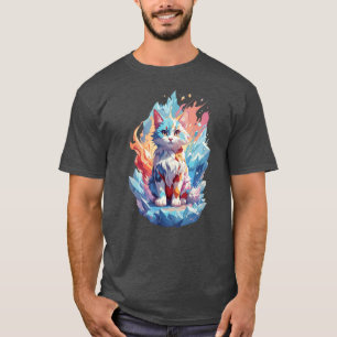 Cute Crystal Fantasy Cat Design T-Shirt