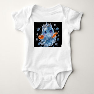 Cute Crystal Ice Blue Ghost Halloween Baby Bodysuit