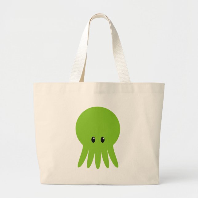 Cute Cthulhu Large Tote Bag (Front)