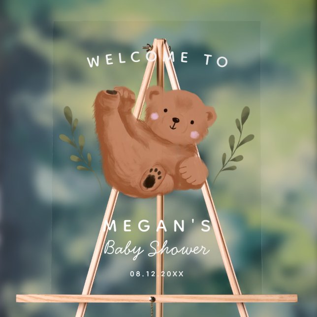 Cute Cub Bear Baby Shower Sign (Neutral)